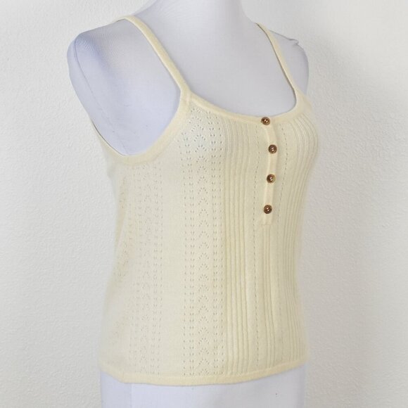 La Ligne Camille Pointelle-knit Cashmere Tank - S - Picture 7 of 9